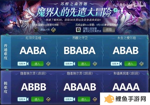 dnf手游苏醒之森答案分享 苏醒之森答题攻略